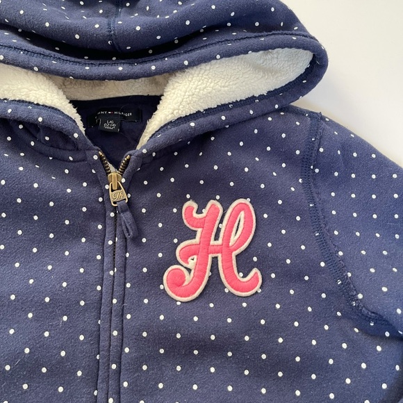 Tommy Hilfiger Girls Polka Dot Sherpa Lined Full Zip Hoodie Sweatshirt 12-14 - Picture 5 of 5